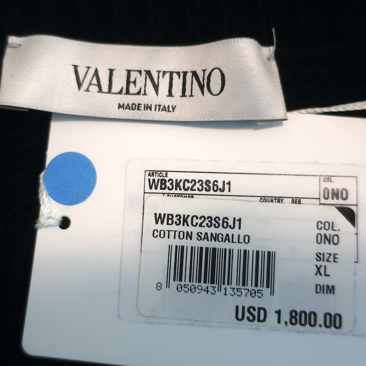 Valentino Sangallo Open Knit Sweater Black Cotton Size Extra Large NEW