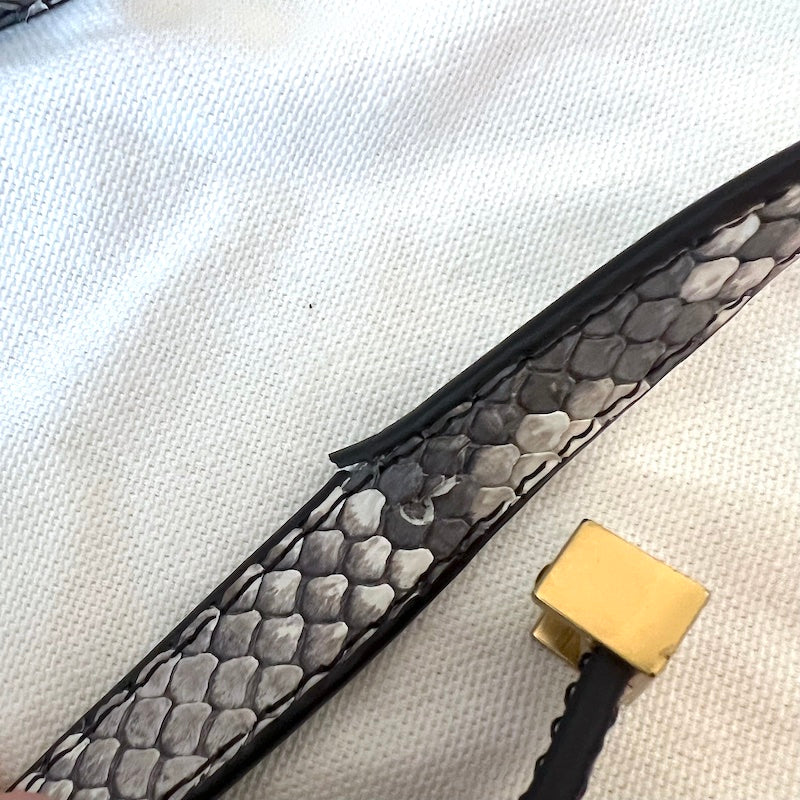 Celine Medium Classic Box Bag Gray/Cream Snakeskin Flap Bag