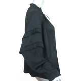 Ulla Johnson Tie-Neck Blouse Carolina Black Satin Size 6 Long Sleeve Top NEW