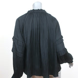 Ulla Johnson Tie-Neck Blouse Carolina Black Satin Size 6 Long Sleeve Top NEW