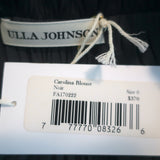 Ulla Johnson Tie-Neck Blouse Carolina Black Satin Size 6 Long Sleeve Top NEW