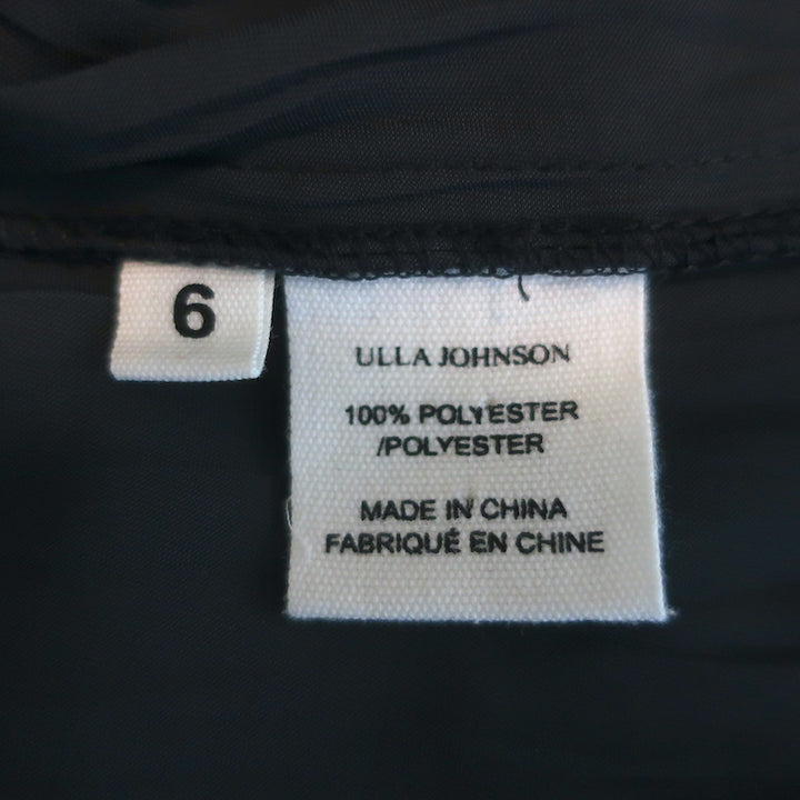 Ulla Johnson Tie-Neck Blouse Carolina Black Satin Size 6 Long Sleeve Top NEW