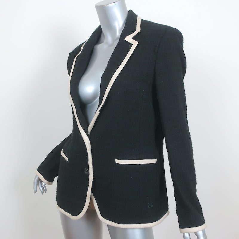 Isabel Marant Etoile Tweed Blazer Fania Black Cotton-Blend Size 42