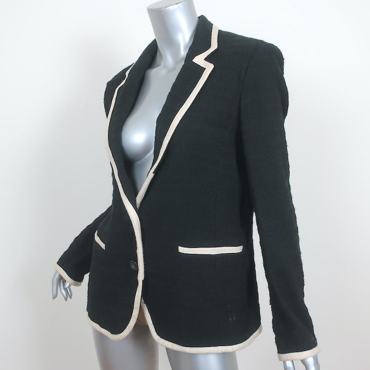 Isabel Marant Etoile Tweed Blazer Fania Black Cotton-Blend Size 42