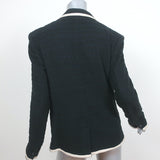 Isabel Marant Etoile Tweed Blazer Fania Black Cotton-Blend Size 42