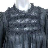 Ulla Johnson Polka Dot Blouse Bailey Black Voile Size 8 Long Sleeve Top