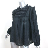 Ulla Johnson Polka Dot Blouse Bailey Black Voile Size 8 Long Sleeve Top