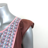 Ulla Johnson Midi Dress Loretta Dark Rose Indian Floral Print Cotton Size 10