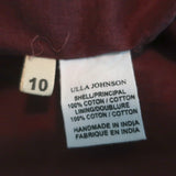 Ulla Johnson Midi Dress Loretta Dark Rose Indian Floral Print Cotton Size 10