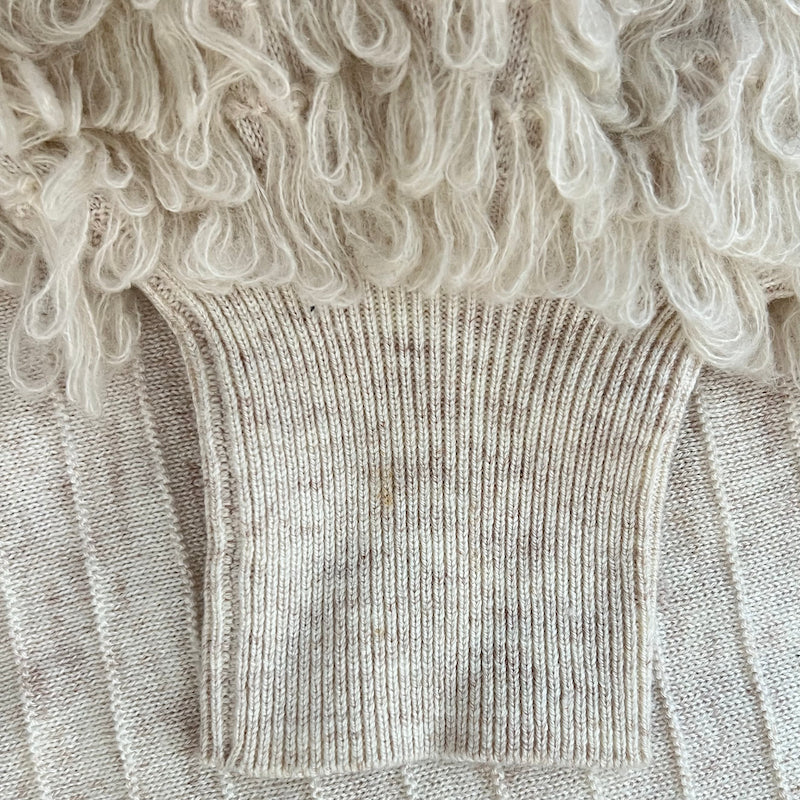 THE GREAT Loop Fringe Sweater Oatmeal Wool-Blend Size 1 Crewneck Pullover