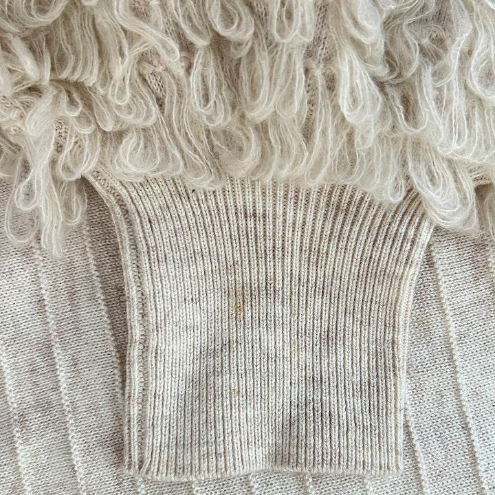 THE GREAT Loop Fringe Sweater Oatmeal Wool-Blend Size 1 Crewneck Pullover