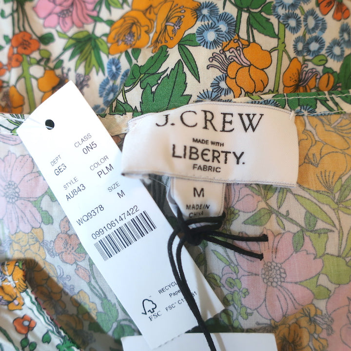J.Crew Side-Ruffle Tunic Dress Liberty Mini Floral Print Cotton Size Medium NEW