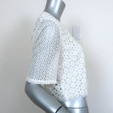 A.L.C. Crop Top Fremont White Crochet Lace Size Large Short Sleeve Blouse