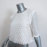 A.L.C. Crop Top Fremont White Crochet Lace Size Large Short Sleeve Blouse