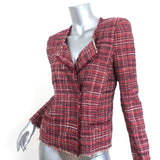 Isabel Marant Etoile Tweed Jacket Gaylord Red Cotton-Blend Size 42