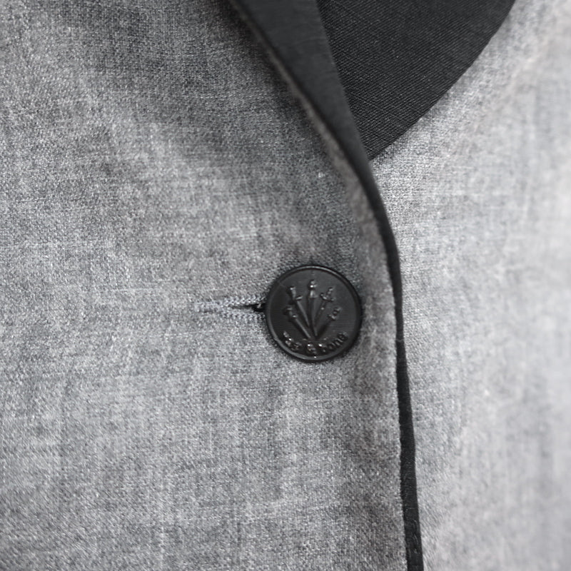 Rag &amp; Bone Contrast-Collar Blazer Gray Cotton Size 10 One-Button Jacket