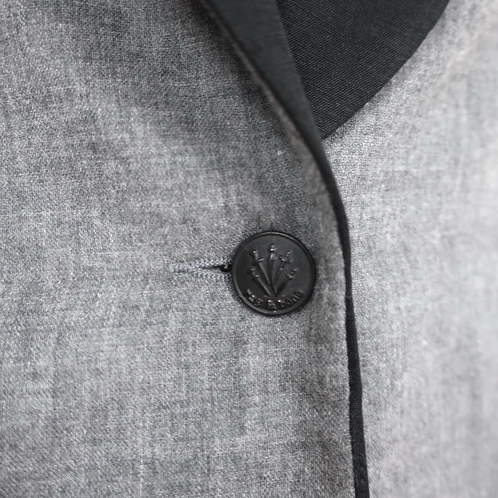 Rag &amp; Bone Contrast-Collar Blazer Gray Cotton Size 10 One-Button Jacket