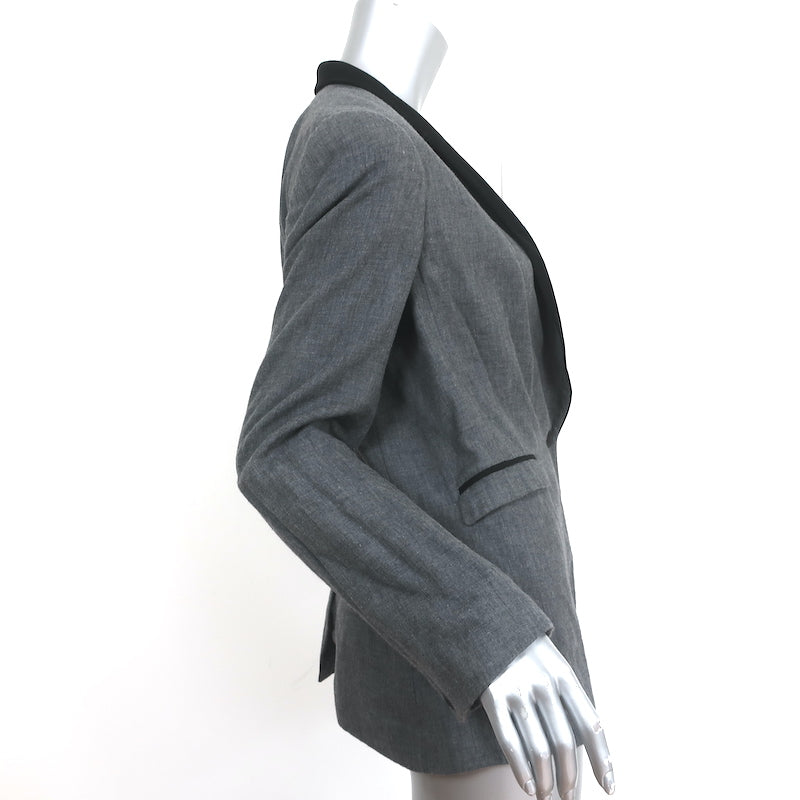 Rag &amp; Bone Contrast-Collar Blazer Gray Cotton Size 10 One-Button Jacket