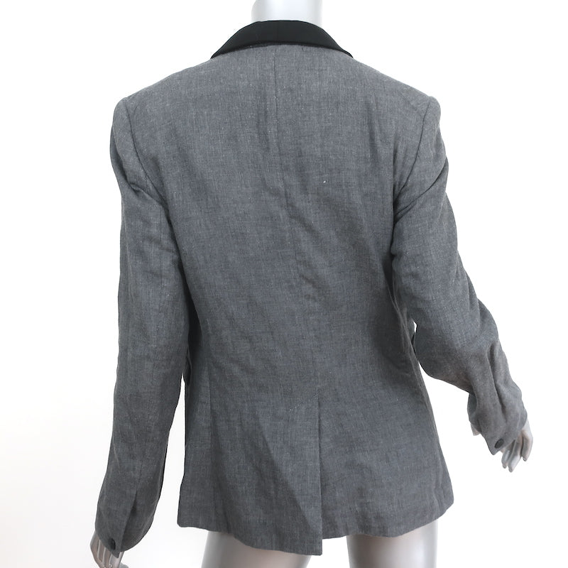 Rag &amp; Bone Contrast-Collar Blazer Gray Cotton Size 10 One-Button Jacket