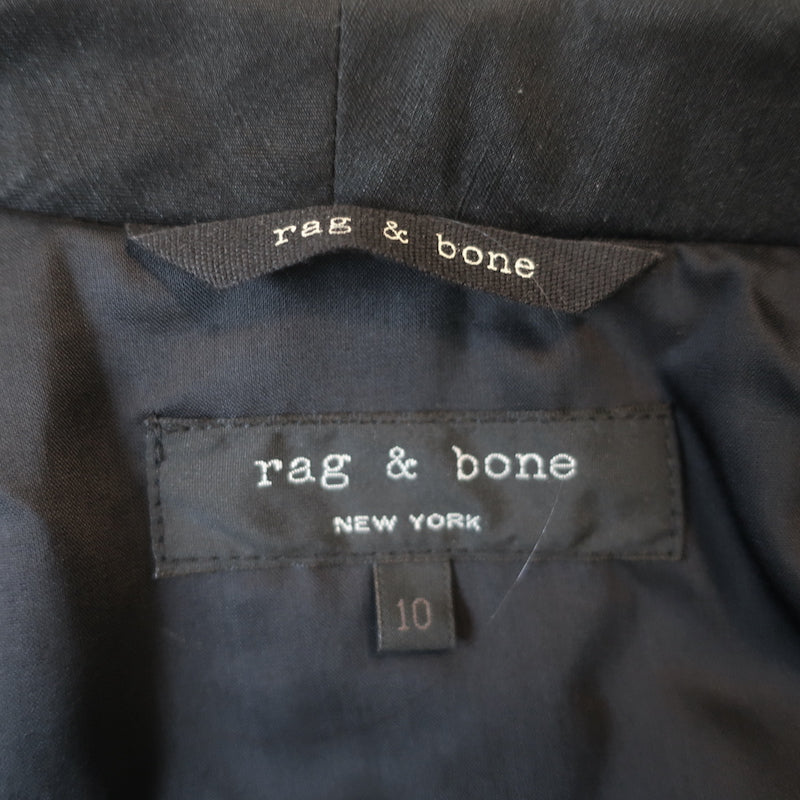 Rag &amp; Bone Contrast-Collar Blazer Gray Cotton Size 10 One-Button Jacket