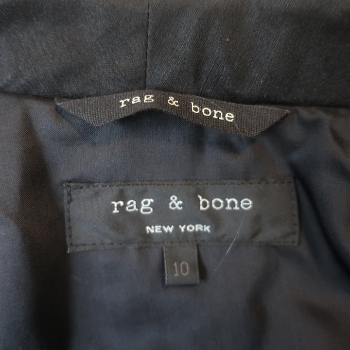 Rag &amp; Bone Contrast-Collar Blazer Gray Cotton Size 10 One-Button Jacket