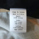 Rag & Bone Contrast-Collar Blazer Gray Cotton Size 10 One-Button Jacket