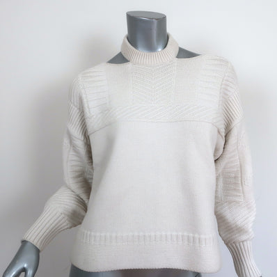 Alexander McQueen Cutout Shoulder Sweater Cream Wool-Blend Knit Size Small