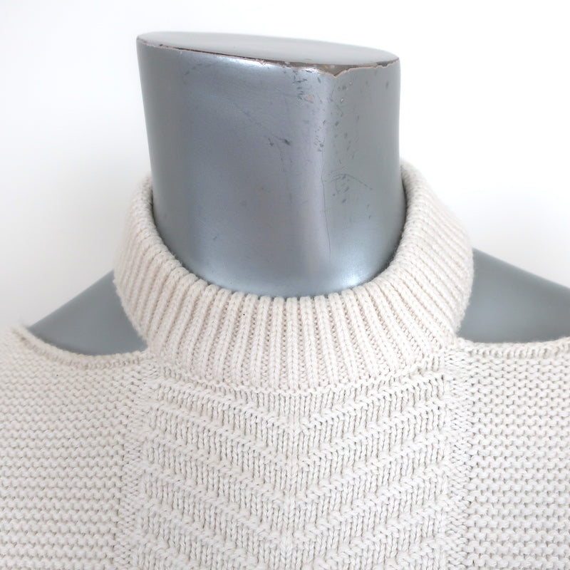 Alexander McQueen Cutout Shoulder Sweater Cream Wool-Blend Knit Size Small