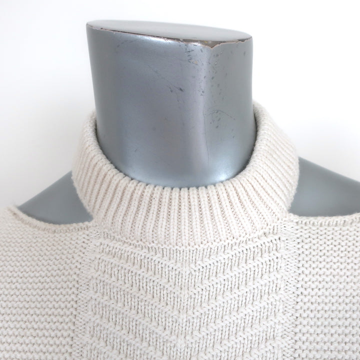 Alexander McQueen Cutout Shoulder Sweater Cream Wool-Blend Knit Size Small