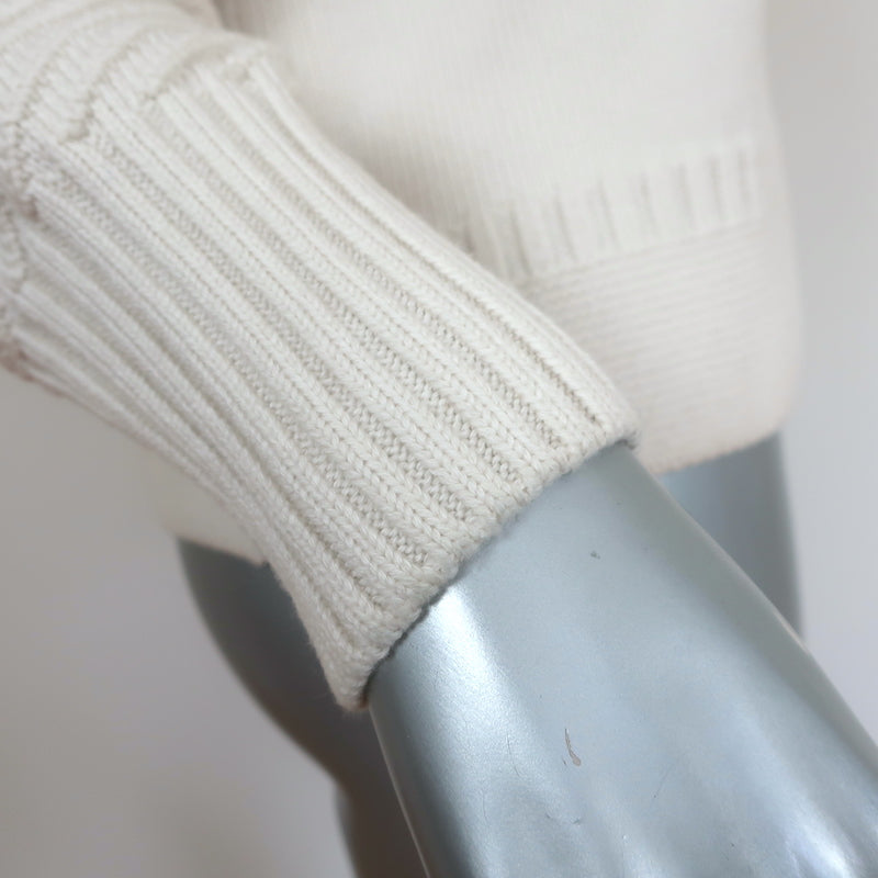 Alexander McQueen Cutout Shoulder Sweater Cream Wool-Blend Knit Size Small