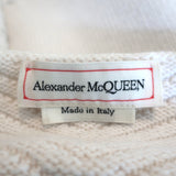 Alexander McQueen Cutout Shoulder Sweater Cream Wool-Blend Knit Size Small