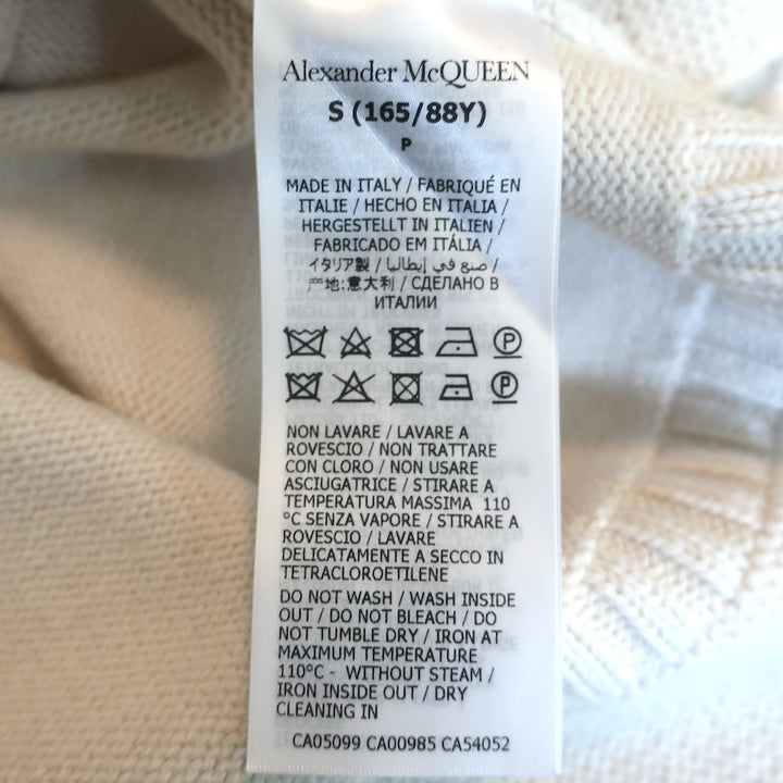 Alexander McQueen Cutout Shoulder Sweater Cream Wool-Blend Knit Size Small