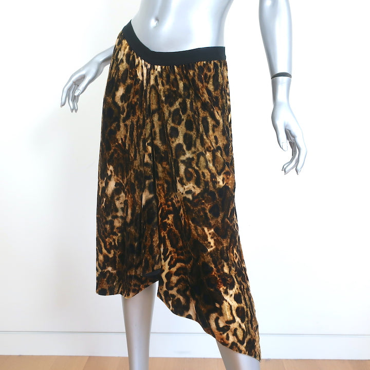 Isabel Marant Asymmetric Midi Skirt Tursanne Leopard Print Velvet Size 38