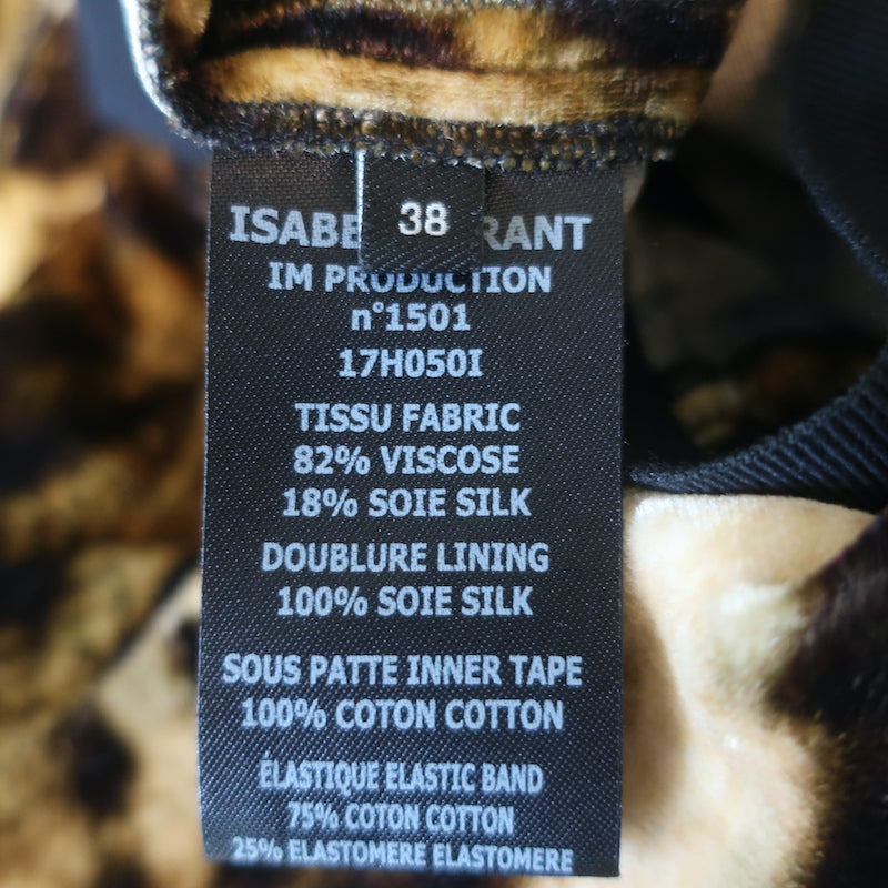 Isabel Marant Asymmetric Midi Skirt Tursanne Leopard Print Velvet Size 38