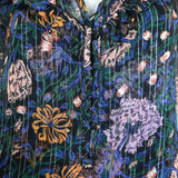 Veronica Beard Blouse Abra Metallic Floral Print Ruffled Chiffon Size 4