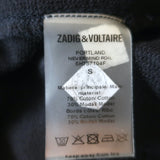 Zadig & Voltaire Portland Nevermind Short Sleeve Sweatshirt Top Black Size Small