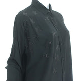 Zadig & Voltaire Rhinestone Stars Shirt Tamara Strass Black Crepe Size Small