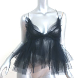 Forte Forte Tulle Peplum Top Navy Size 0 Crisscross-Back Tank NEW