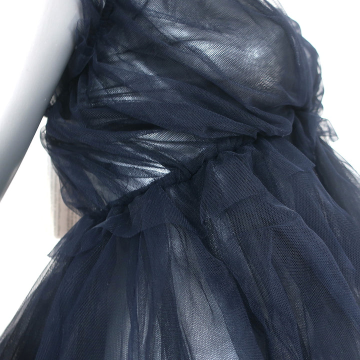 Forte Forte Tulle Peplum Top Navy Size 0 Crisscross-Back Tank NEW