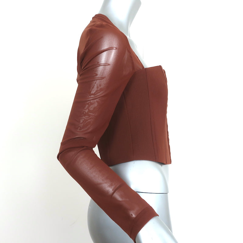 With Jean Al Corset Top Chocolate Mesh Size Medium Long Sleeve