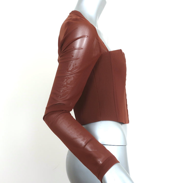 With Jean Al Corset Top Chocolate Mesh Size Medium Long Sleeve