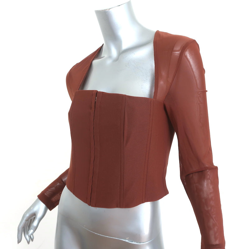 With Jean Al Corset Top Chocolate Mesh Size Medium Long Sleeve