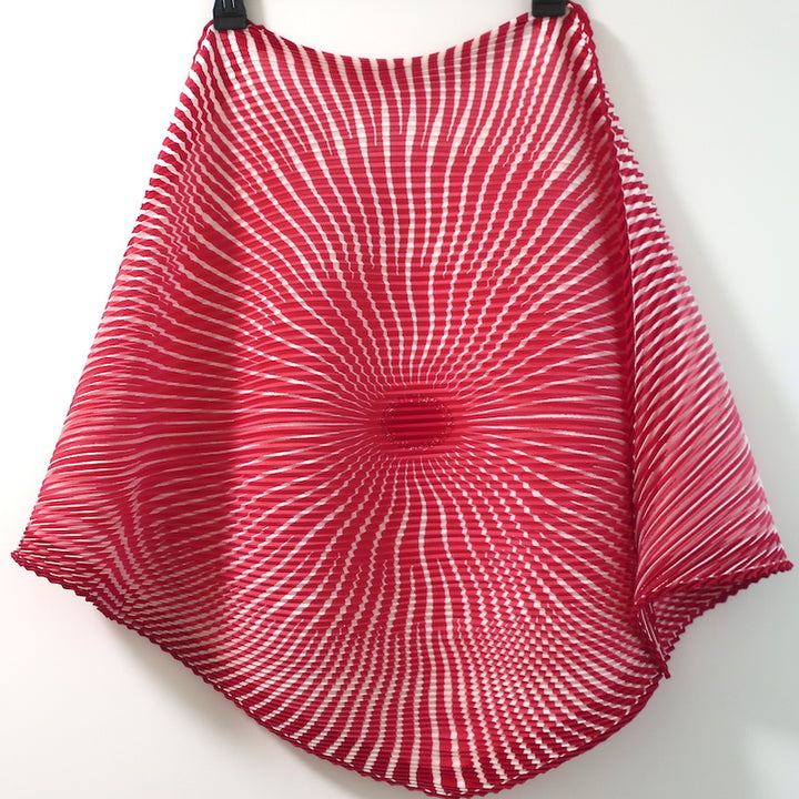 Hermes Silk Plisse Scarf Red/White Psychedelic Print