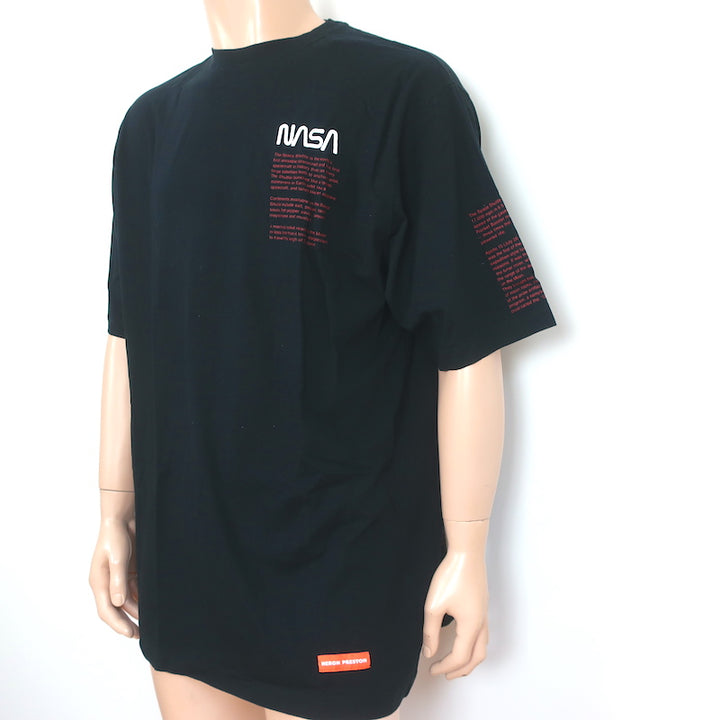 Heron Preston NASA Facts T-Shirt Black Size Large Short Sleeve Tee NEW
