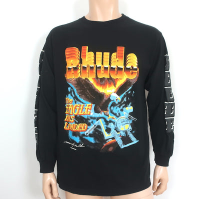 Rhude x Maxfield LA Eagle Has Landed Long Sleeve T-Shirt Black Size Medium NEW