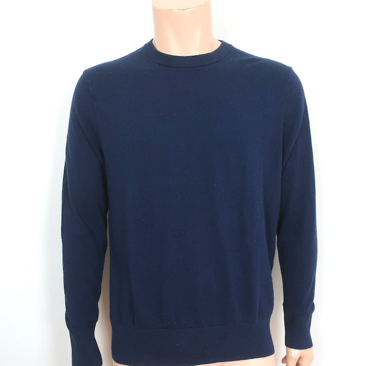 Rag &amp; Bone Paneled Crewneck Sweater Barrow Navy Cotton-Silk Size Large