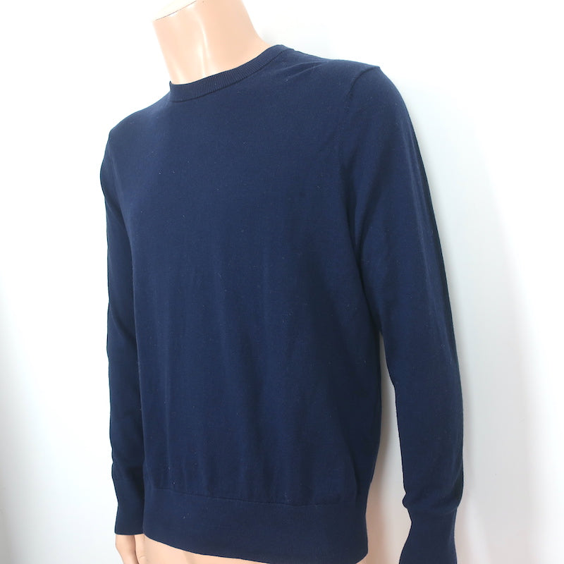 Rag &amp; Bone Paneled Crewneck Sweater Barrow Navy Cotton-Silk Size Large