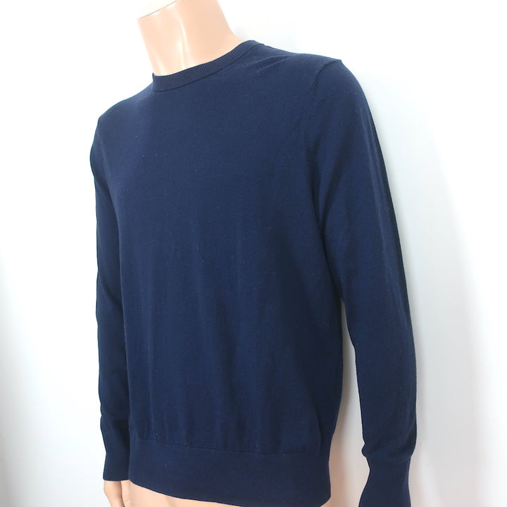 Rag &amp; Bone Paneled Crewneck Sweater Barrow Navy Cotton-Silk Size Large