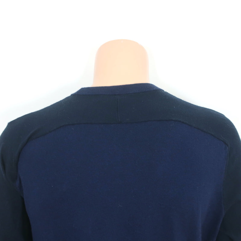 Rag &amp; Bone Paneled Crewneck Sweater Barrow Navy Cotton-Silk Size Large