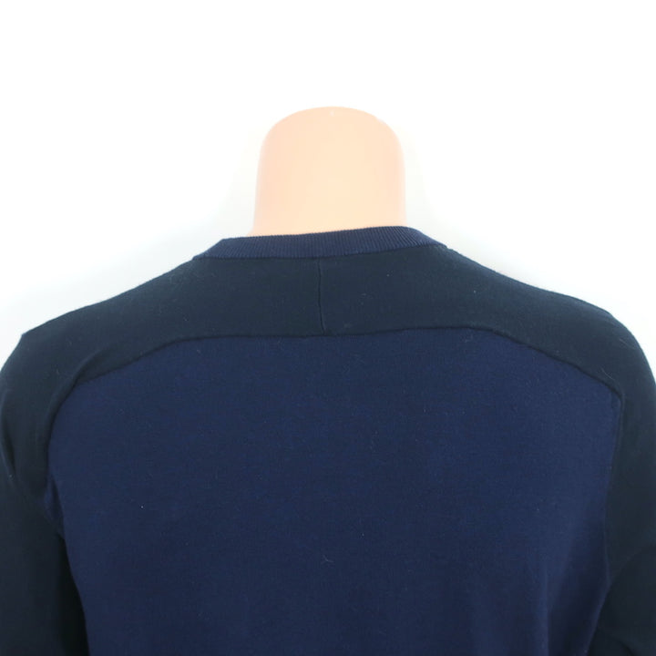 Rag &amp; Bone Paneled Crewneck Sweater Barrow Navy Cotton-Silk Size Large